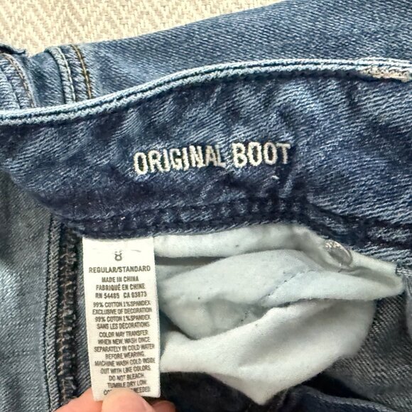 American Eagle Original Boot Jeans Women 8 Blue Stretch VTG Y2K Low Rise Hippie - Picture 4 of 9